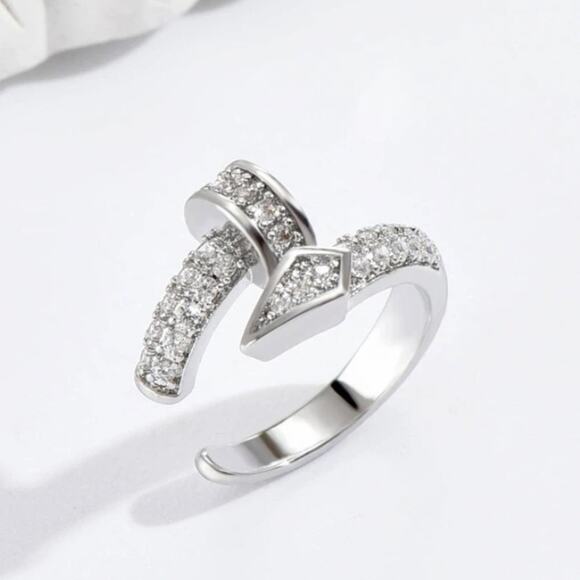 Silver Zircon Nail Cuff Earring, Cartilage, Minimalist - Picture 2 of 3